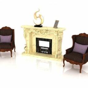 Living Room Fireplace Furniture 3d model