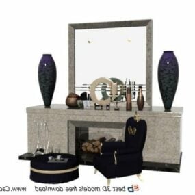 Living Room Coffee Table With Fireplace 3d model