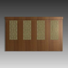 Living Room Wood Partition Door 3d model