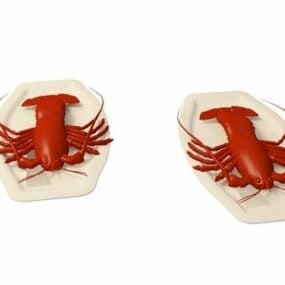 Dinning Food Lobster On Dishes 3d model