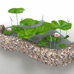 Lotus Flower Garden Pond 3d-modell