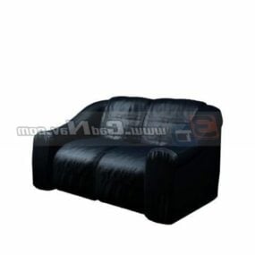 Canapé causeuse en cuir noir modèle 3D