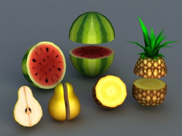 Realistisk lavpoly frukt