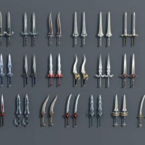 Arma Colección de espadas Low Poly modelo 3d