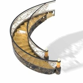 Πολυτελές τρισδιάστατο μοντέλο σχεδίασης Marble Stone Stairs