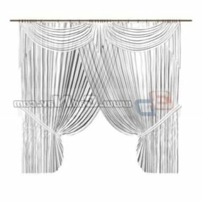 Modelo 3d de cortina de janela bordada de luxo