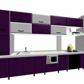 Minimalistisch paars keukenontwerp 3D-model