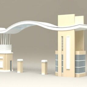 3D-model van de hoofdingang van het gebouw