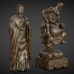 仿古弥勒佛雕像3d模型