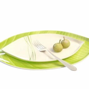 Kitchen Mango Plate With Fork 3d model