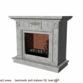 Marble Stone Fireplace Design 3d model