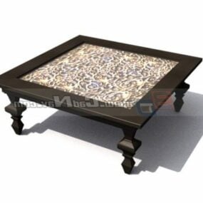 Wood Marble Antique Coffee Table 3d model