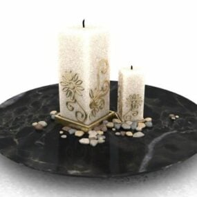 Plateau de bougies en marbre, décoration de la maison modèle 3D