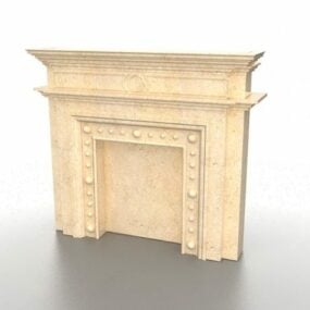 Marble Stone Fireplace Mantel Decor 3d model