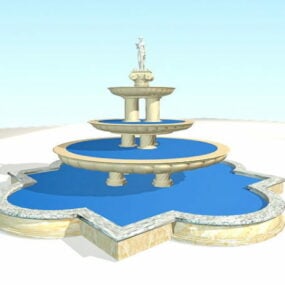 Marmurowa fontanna w parku miejskim Model 3D
