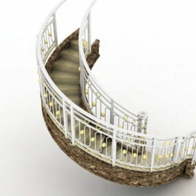 مدل سه بعدی پله مرمری لوکس هتل منحنی
