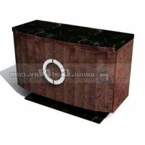 Modelo 3D de móveis de gabinete de TV com tampo de mármore preto