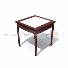 Mesa de comedor de madera con tapa de mármol modelo 3d
