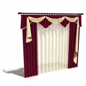 Maroon Drapes For Home Windows 3d model