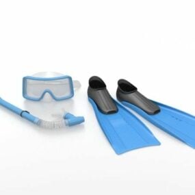 Model 3d Peralatan Sukan Snorkel Sirip Topeng