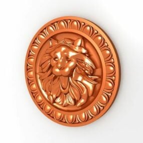 Medallion Lion Head For Wall 3d model
