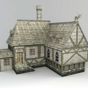 Modello 3d della casa di abitazione medievale