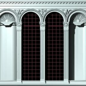 Medieval Stone Arched Window 3d model