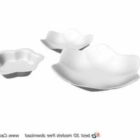 Кухонні салатні тарілки з мискою 3d модель