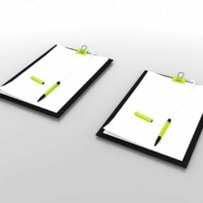 Office Memo Pad With Pen 3d model