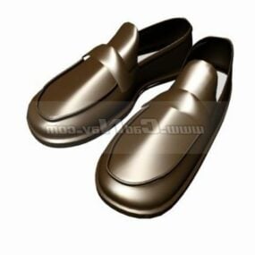 Sapato de couro marrom da moda masculina modelo 3d