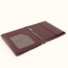 Men Fashion Red Leather Wallet 3d model