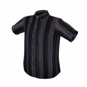 Men Fashion Short Sleeve Stripe Shirt 3d model