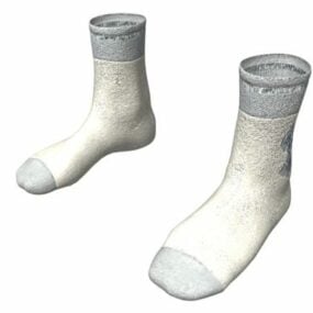 โมเดล 3 มิติถุงเท้าแฟชั่นบุรุษสีขาว