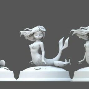 人魚の彫刻像3Dモデル