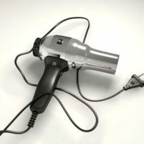 Elektrický kovový vysoušeč vlasů 3D model