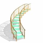 Diseño de sistema de escalera de vidrio metálico