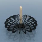 Musta metallirunkoinen kynttilänjalka