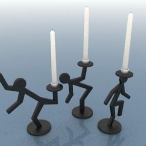 Black Metal Candle Holders 3d model