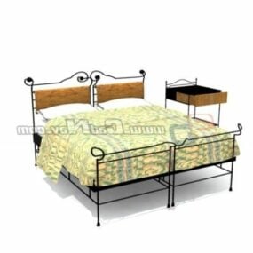 Metal Double Bed 3d model