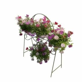 Suporte para plantador de metal com decoração de flores modelo 3D