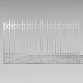 Building Metal Security Fence 3d model