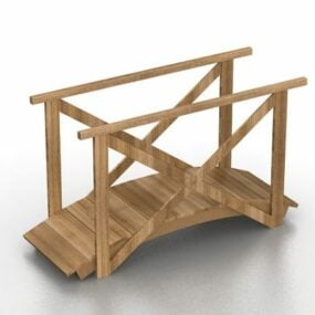 Modelo 3D de ponte de jardim de madeira em miniatura