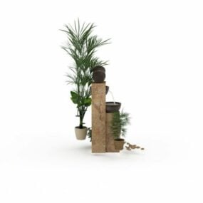 Planter With Garden Fountain 3d model