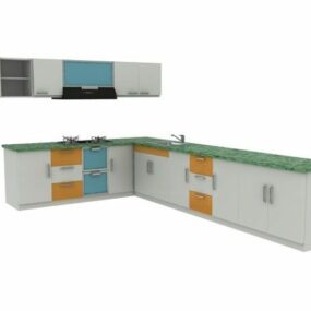 مدل سه بعدی کابینت آشپزخانه مینیمالیست