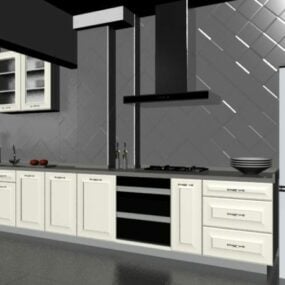 مدل سه بعدی کابینت آشپزخانه مینیمالیست