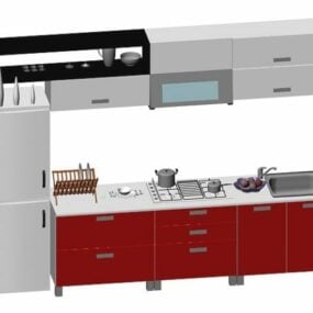 Minimalistický design bytu kuchyně 3D model