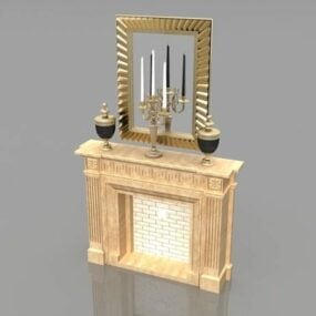 Mirror On Antique Fireplace 3d model