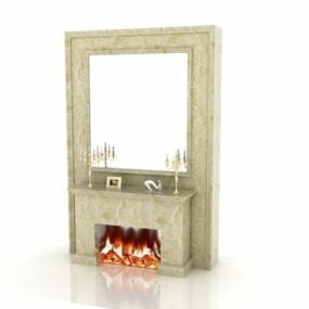 Mirror Wall Fireplace Decoration 3d model