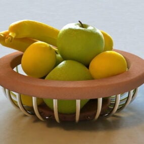 Food Mixed Fruit Basket 3d model