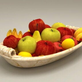 Food Fruits On Plate 3d model